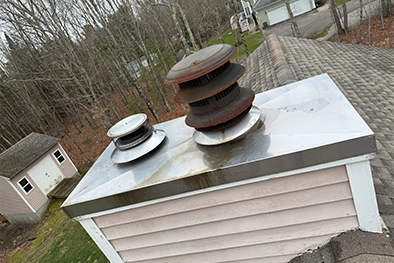 Chimney Caps On Roof In Need Of Chimney Repair Warwick RI