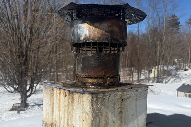 Snow-Covered Chimney Needing Chimney Cleaning in Warwick RI